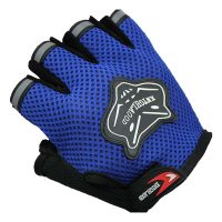 Blue Half Finger Cycling Gloves Men