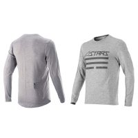 AlpineStars Merino Long Sleeve Jersey Melange Light Grey/Athlantic S - Image 8